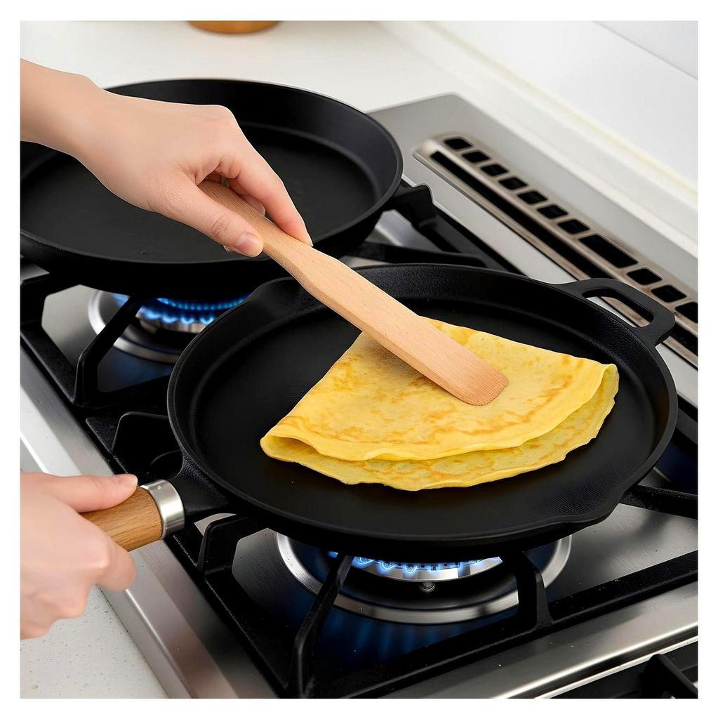 4 Stück Crêpe-Verteiler und Spatel, T-förmiger Teigverteiler 9/12/18 cm und Teigwender 30 cm, Pfannkuchenwender für Pfannkuchen, Torten und Bac...