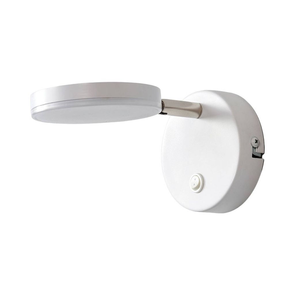 Lindby LED-Wandlampe Milow, weiß, 9,6 cm hoch, Schalter Produktbild 