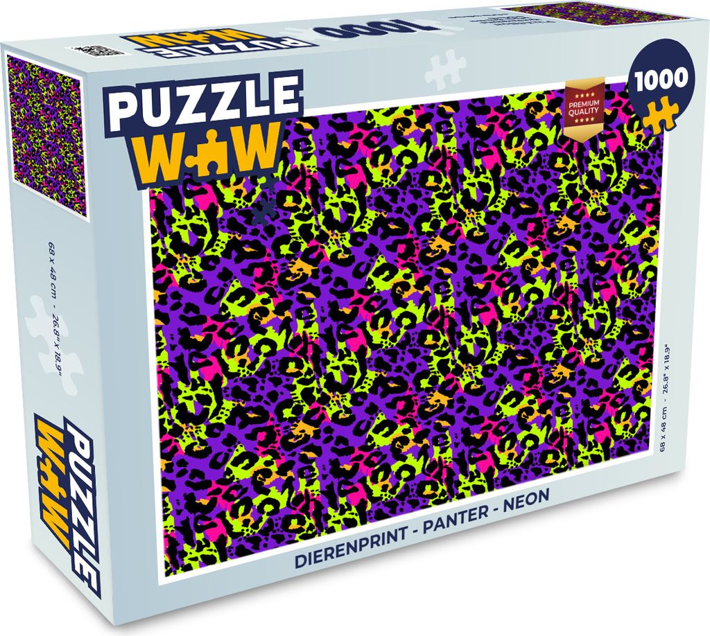 MuchoWow Puzzle 1000 Teile Tiermuster - Panther - Neon - Erwachsene - Rätsel
