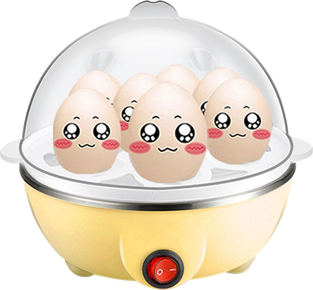 Eierkocher 7 Eier Kapazitaet Hart gekochter Eierkocher Elektrischer Anti-Trocken-Eierkocher mit 40 ml Messbecher Dampfgemuese
