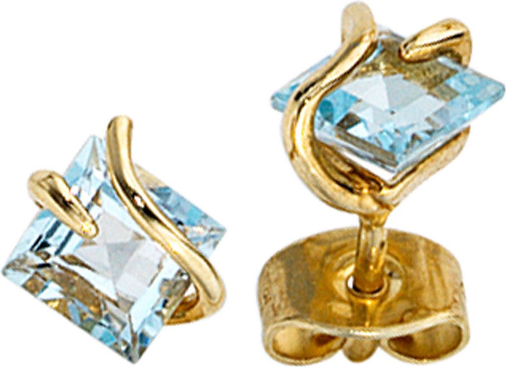 Stecker Ohrstecker mit Topas blau 375 Gold Gelbgold edel Ohrringe für Damen