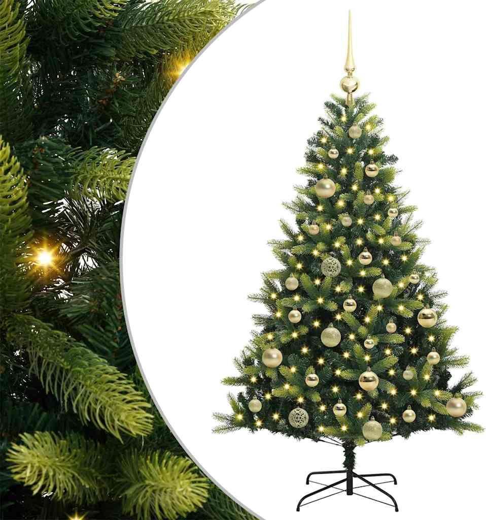 Künstlicher geflammter Weihnachtsbaum 150 LEDs Grün 120 cm
