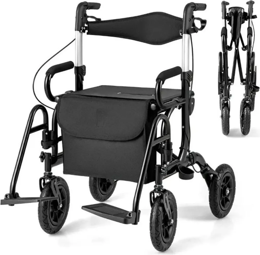 Fauteuil roulant manuel pliable et modulable 2 en 1 coloris noir