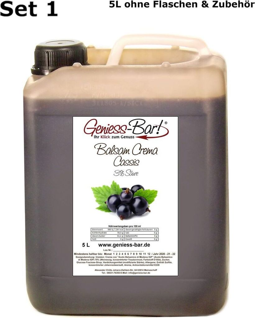 Balsamico Creme Cassis 5L Mit original Crema di Aceto Balsamico di Modena IGP