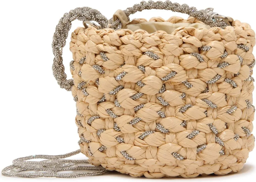 Sac à main Mini en Rafia Pho Firenze - Petit Sac de Soirée Strass N6213