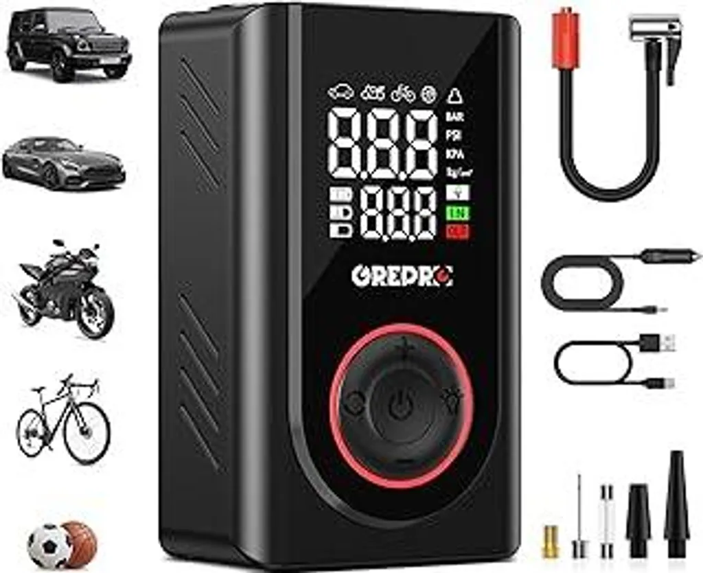 GREPRO Mini Compressore 150 PSI: Tecnologia 12V e 5000mAh Power Bank
