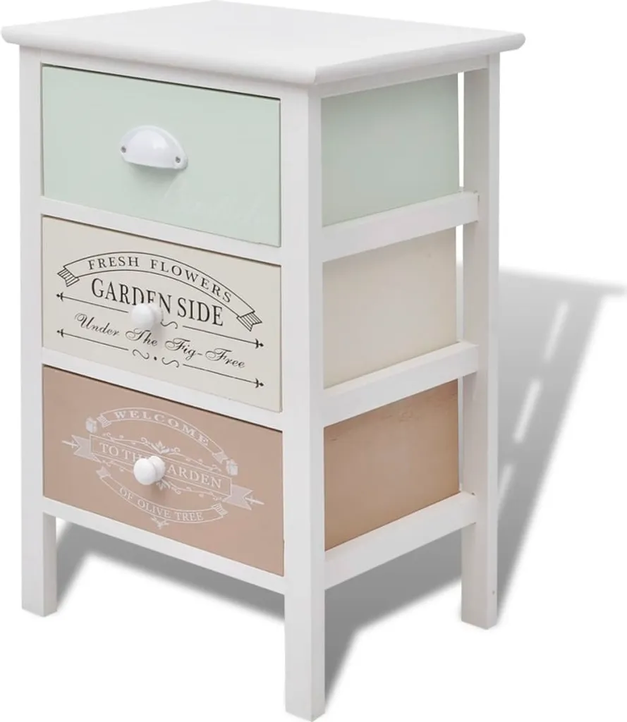 Commode de chambre style français en bois avec 3 tiroirs profonds