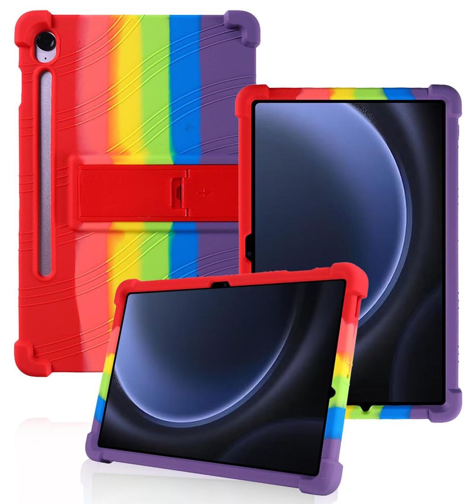 Tablet Hülle für Samsung Galaxy Tab S10 FE+ 13,1" 2025, Stoßfeste Weiches Silikon Schutzhülle mit Standfunktion Bunt