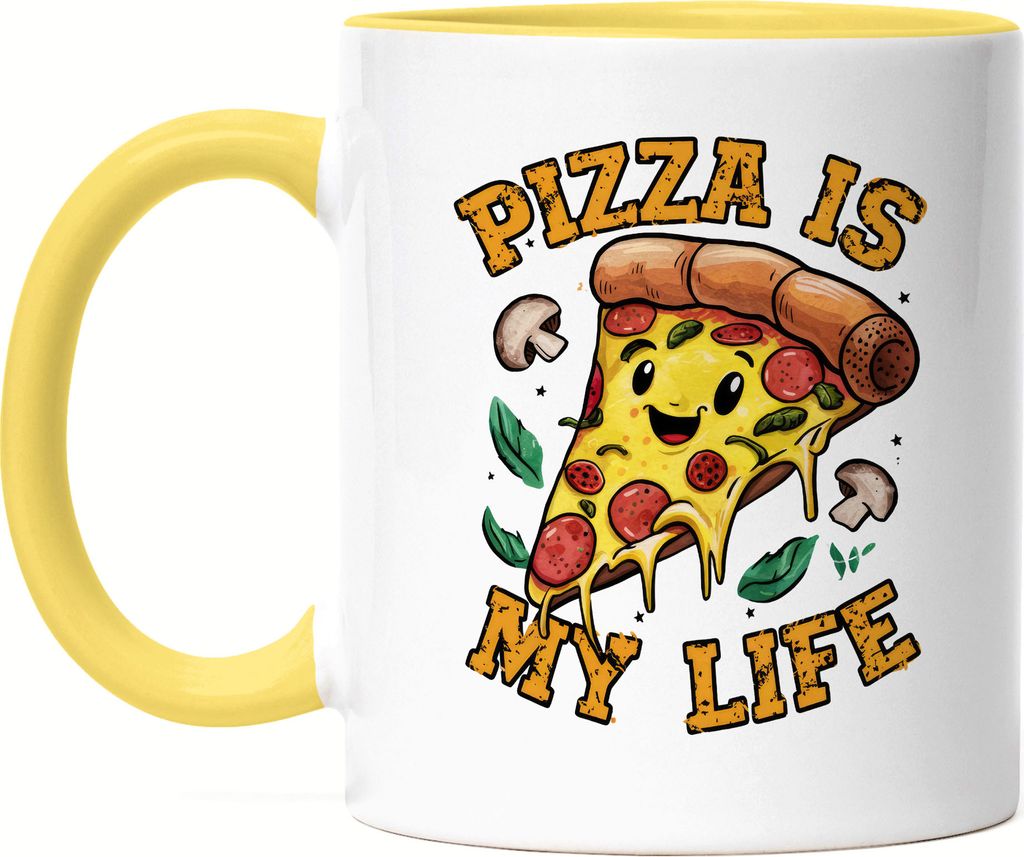 Pizza is my Life Tasse gelb Pizza Pizzabäcker Italien Pizzaliebhaber Pizzeria Pizza baker