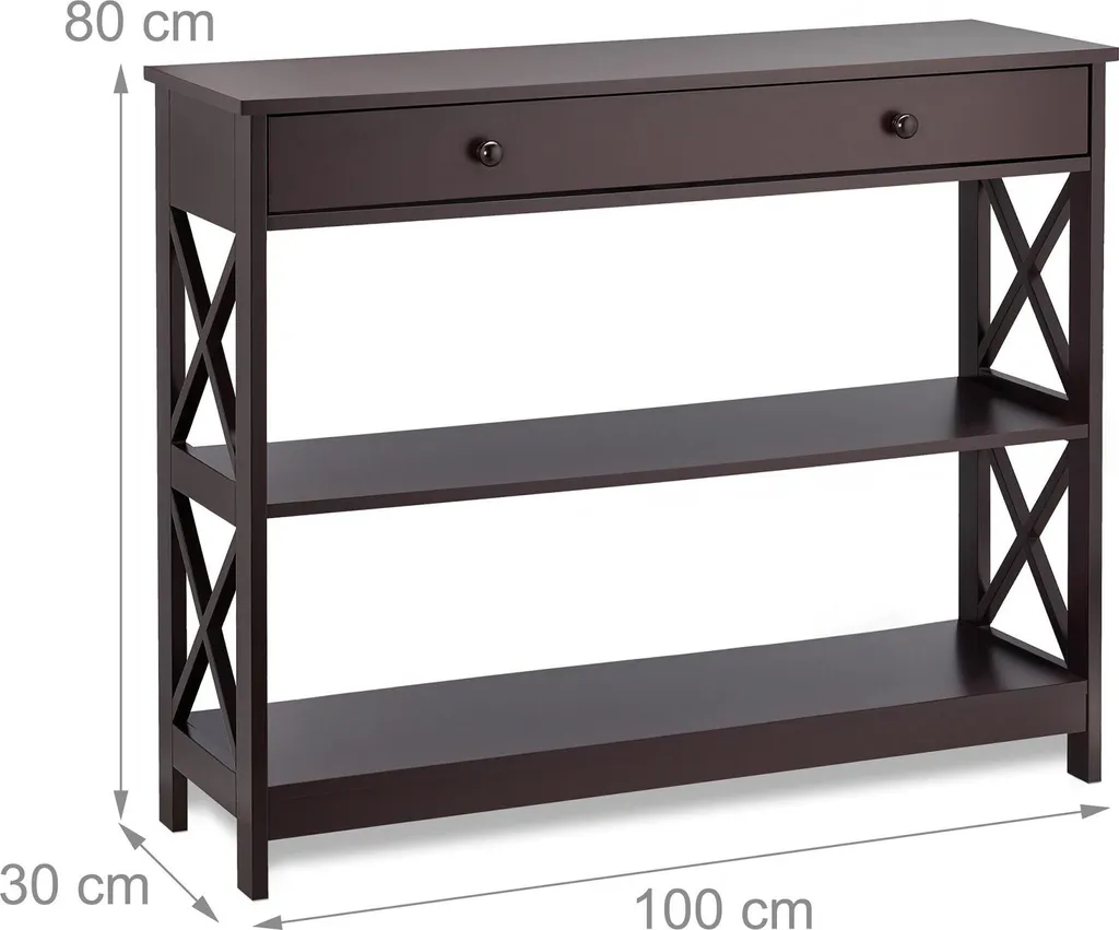 Table console bois et métal avec grand tiroir de rangement - 90cm