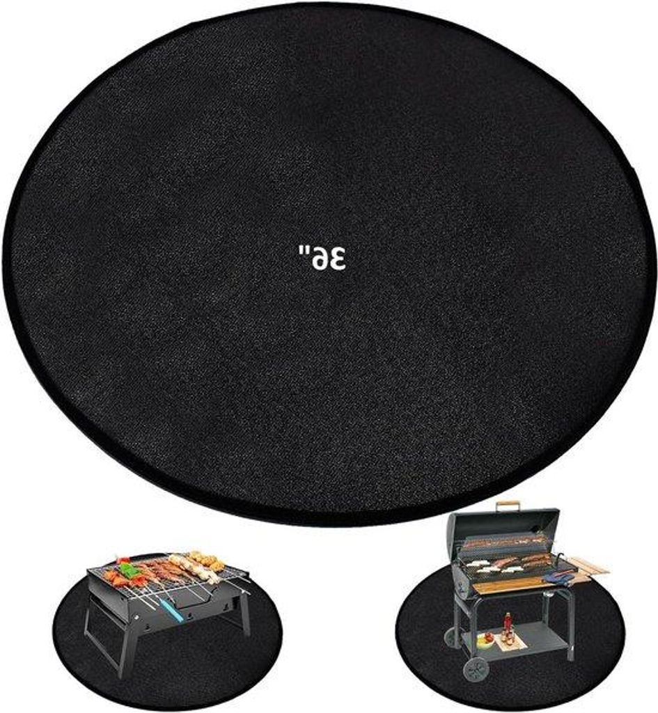 36 Zoll runder Feuerfest-Mat - wasserdicht falbarer Outdoor-Heiss-Schutz-Mat für Rasenboden Terrasse Grillplatz Deck Camping Garten