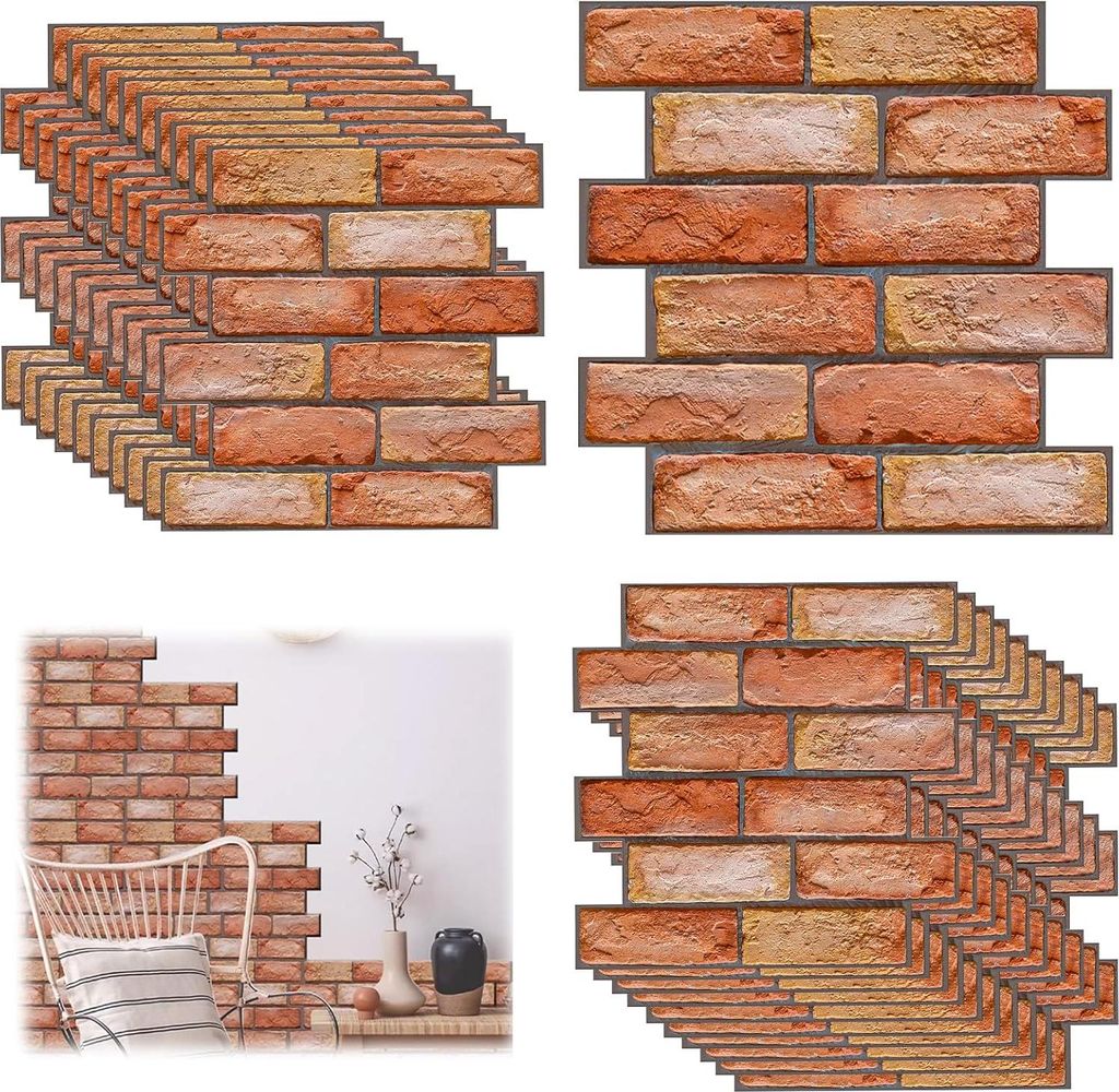 Selbstklebende Steinoptik 3D-Wandpaneele - wasserdicht PVC - innen und außen - 30 x 30 cm - Kunststoffplatten - Gewerberäume - 20 Stück