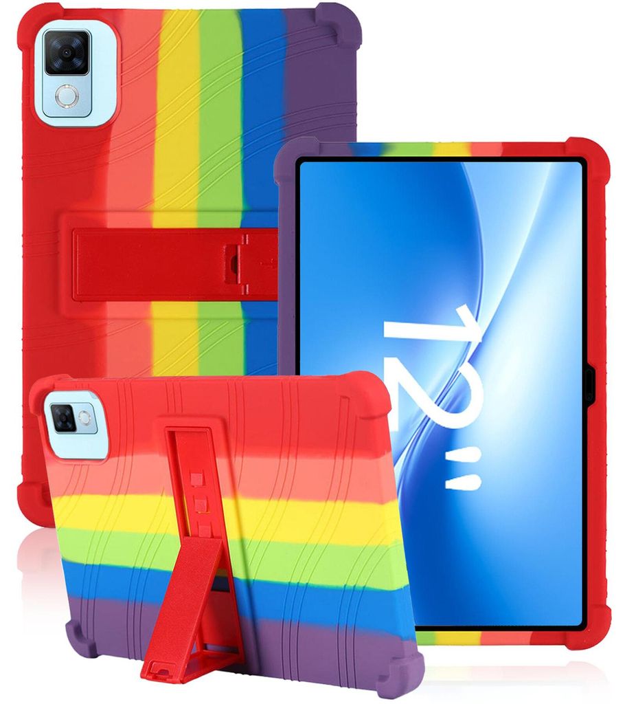 Tablet Hülle für Doogee U12 12,0", Stoßfeste Weiches Silikon Schutzhülle mit Standfunktion Bunt