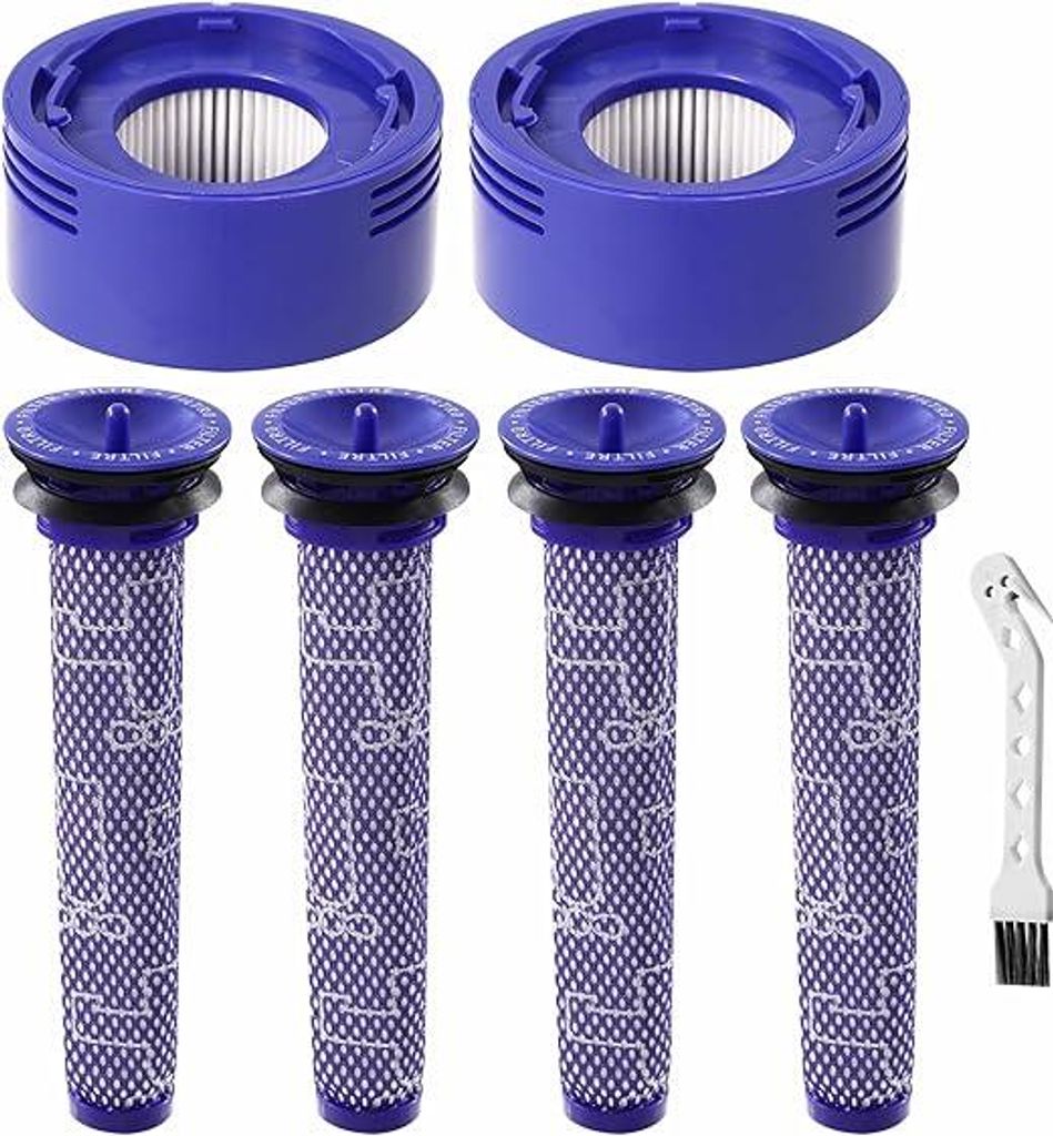 6 stück v7 v8 Filter für Dyson,2 HEPA-Nachfilter, 4Vorfilter, 1 Bürste,für Dyson V8 V7 Animal Absolute Akku Staubsauger,Ersatzteile Filter Zube...
