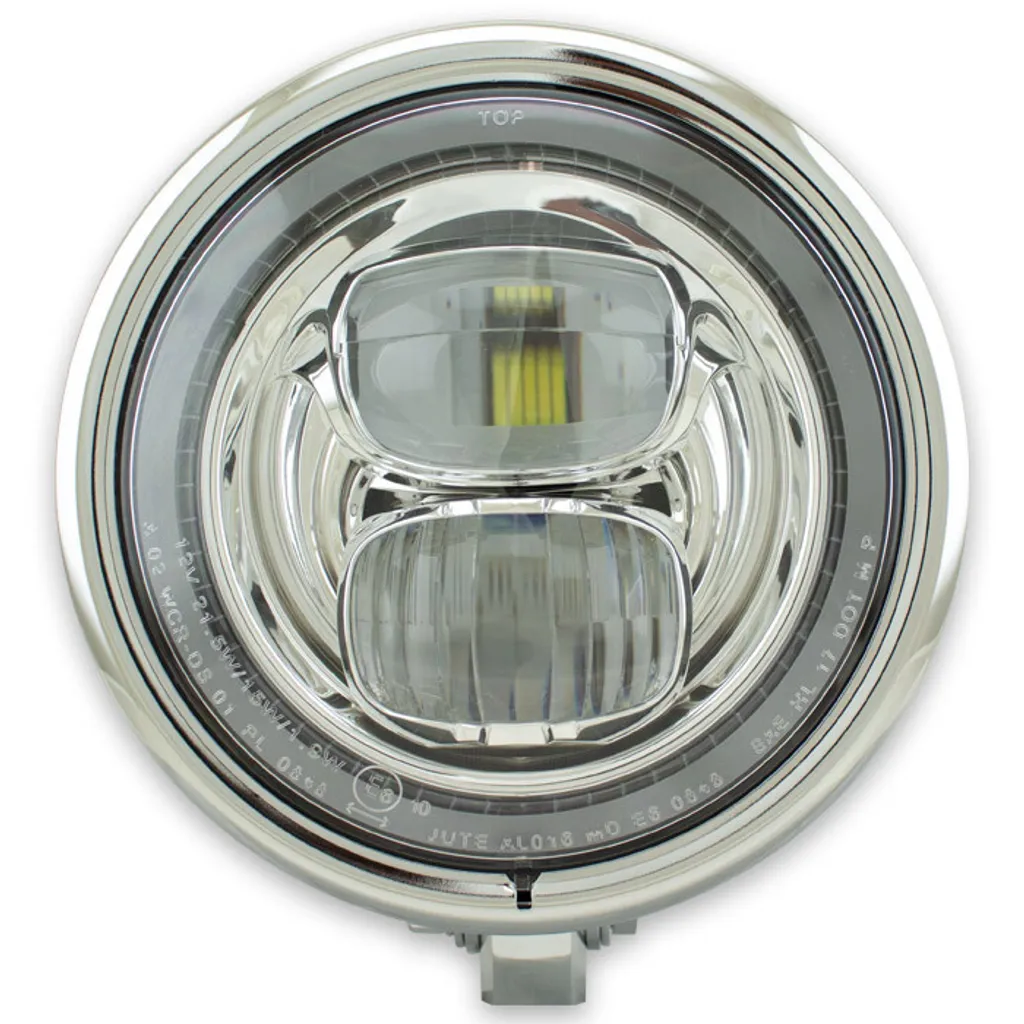 Phare de moto LED Pearl 5-3/4 pouces chromé pour optique avant rond