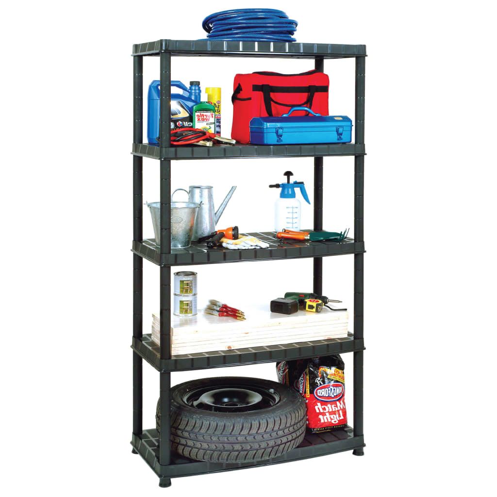 Cloris DesignMöbel Lager- & Regalsysteme - Schwarz Lagerregal 5-Tier Schwarz 85x40x185cm Kunststoff Schlichtes7688043