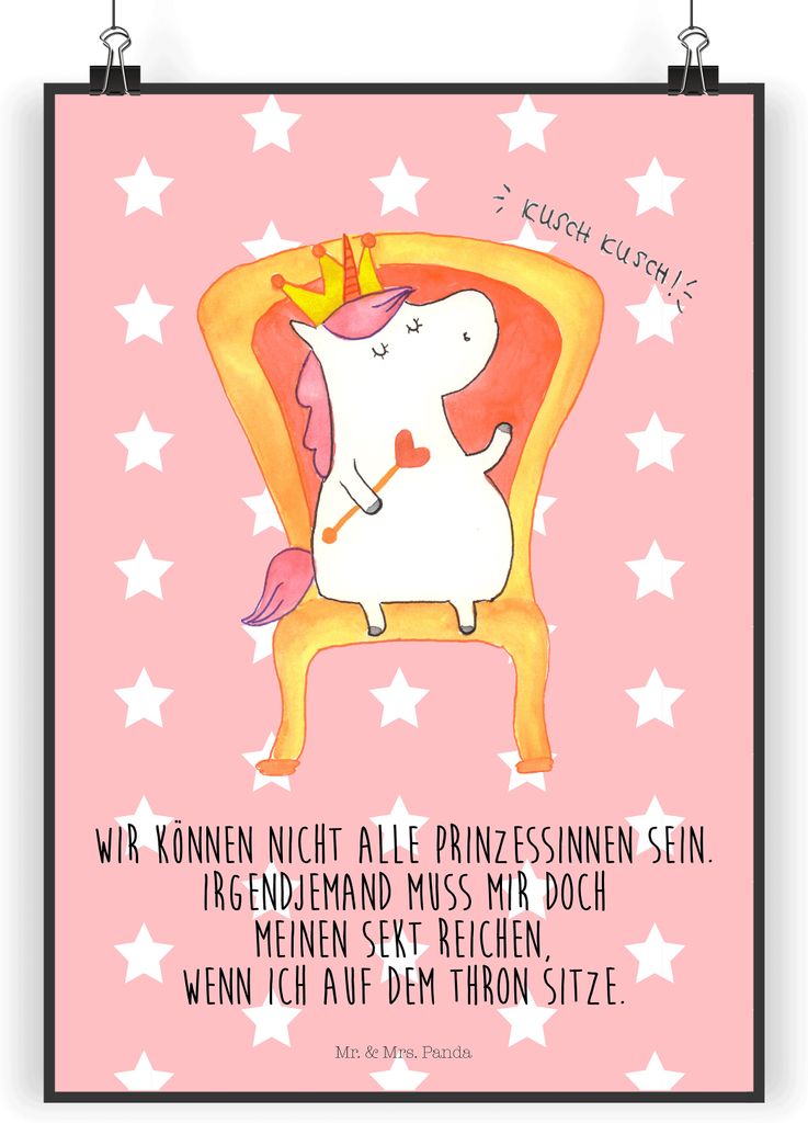 Mr. & Mrs. Panda Bild Einhorn König DIN A4 - Rot Pastell - Geschenk, wanddeko, Unicorn, Prinzessin, Kaiser, drucke, Präsident, Plakat, Wandbild, ...