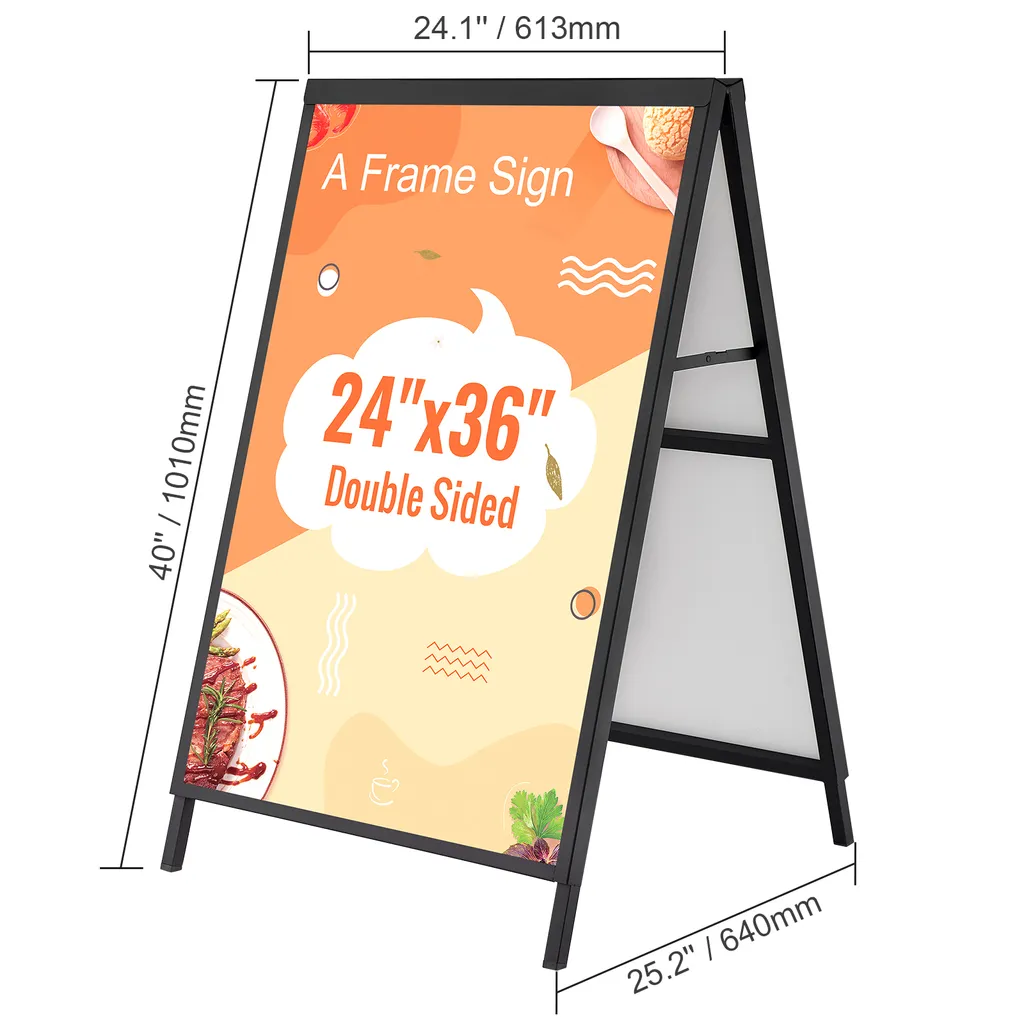 Panneau de Rue Stable Antivent Support d'Affiche Acier Double Face 24x36 - 8