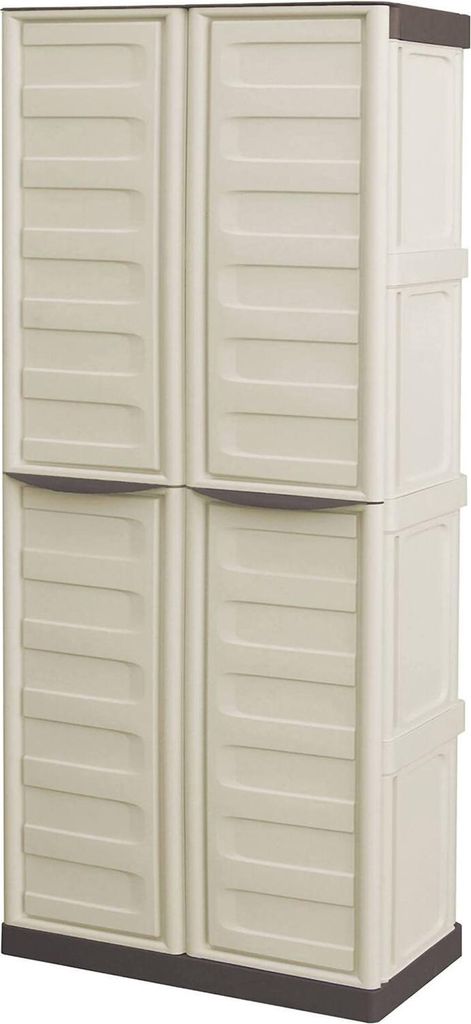 Dbattistin Outdoor-Garderobe, Mehrzweck-Balkonschrank, 2-türiger Outdoor-Schrank, 100 % Italy, Beige und Braun, gestreifte Oberfläche, 70 x 39 x...