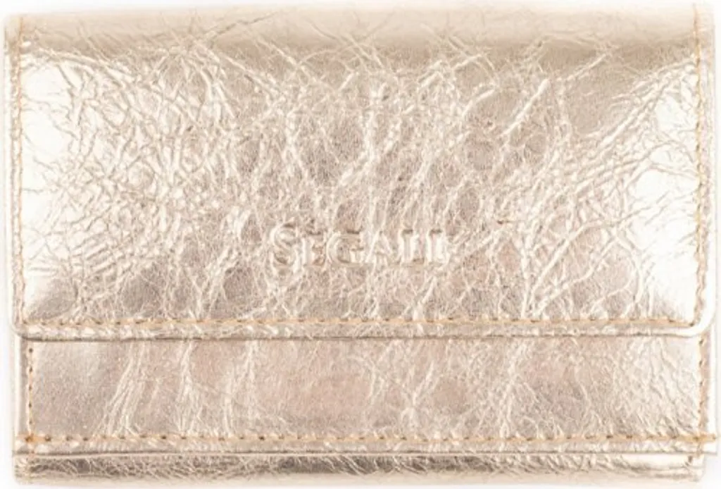 Portefeuille cuir femme 1756 doré brillant avec finitions premium