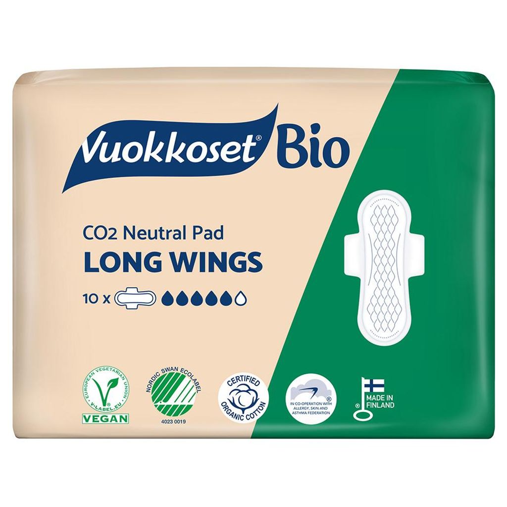 Vuokkoset biologisch extra langes Monatsbinden mit Flügeln Image du produit 