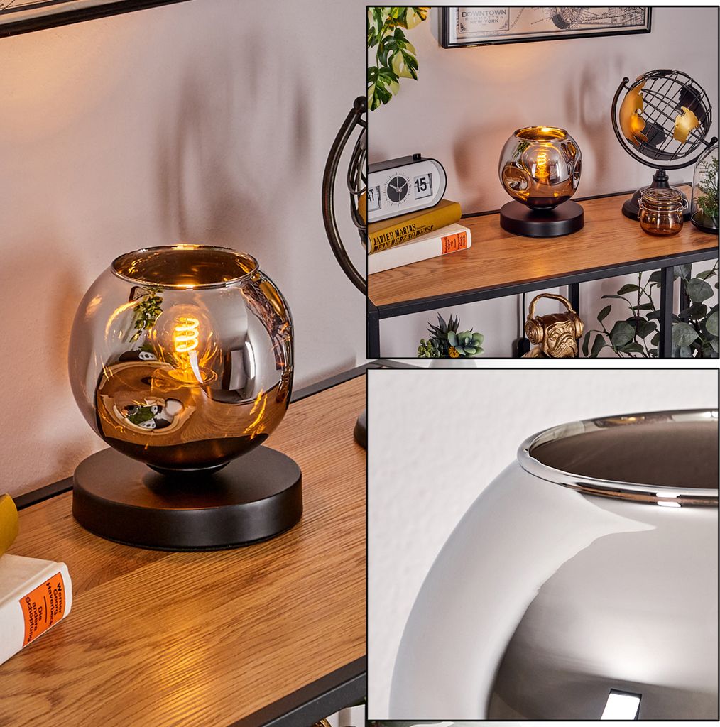 Villamare Tischlampe aus Metall/Glas in Schwarz/Chromfarben