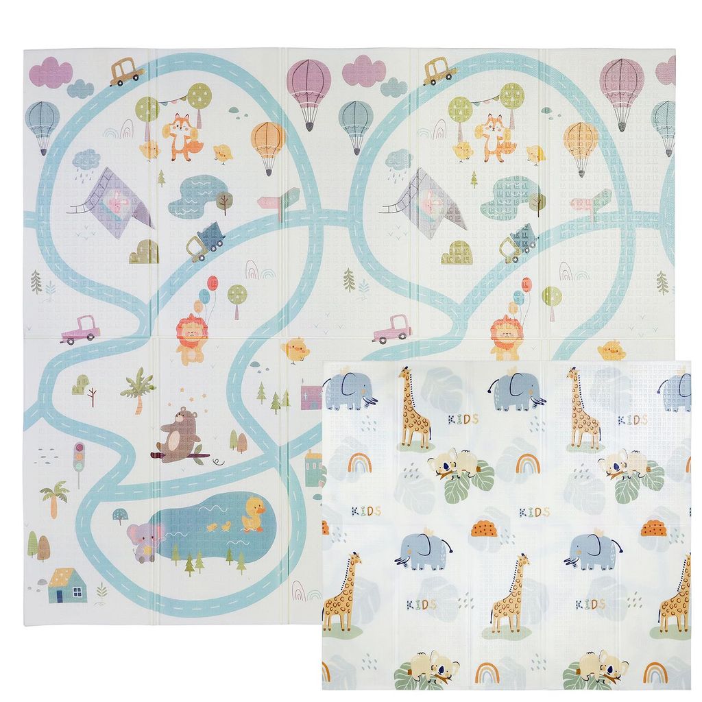 Krabbelmatte Baby Spielmatte Kinder 196x176x1cm Faltbar Produktbild 