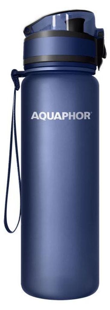 AQUAPHOR marineblaue Filterflasche + 1 Kartusche 0,5 L Produktbild 