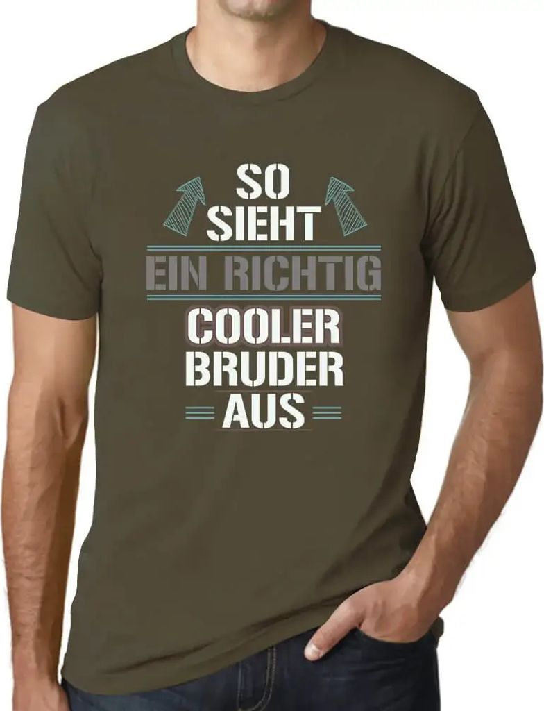 Herren Grafik T-Shirt So Sieht Ein Richtig Cooler Bruder Aus Öko-Verantwortlich Vintage Jahrgang Kurzarm Lustige Druck Geburtstag Geschenk Mann