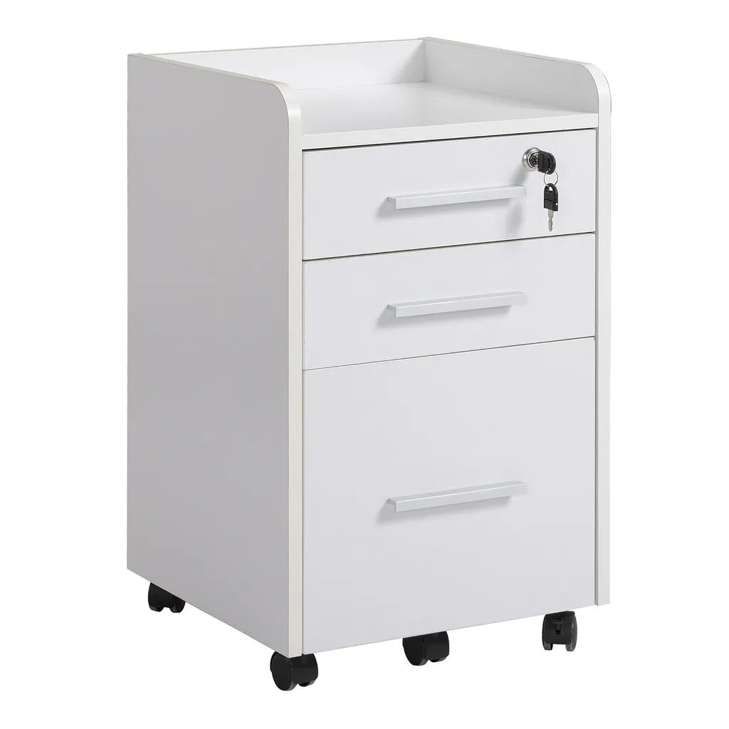 Meuble de rangement bureau blanc 3 tiroirs avec trieur de dossiers