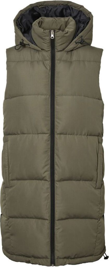 NOISY MAY Lange Puffer Weste Wattierte Stepp Jacke ohne Ärmel Kapuze & Zip Größe: 36