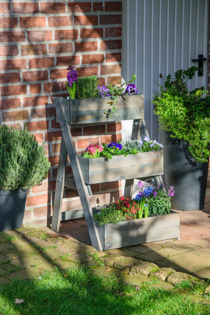 Dobar Dreistufige Pflanztreppe grau ca. 60x70x90 cm Produktbild 6