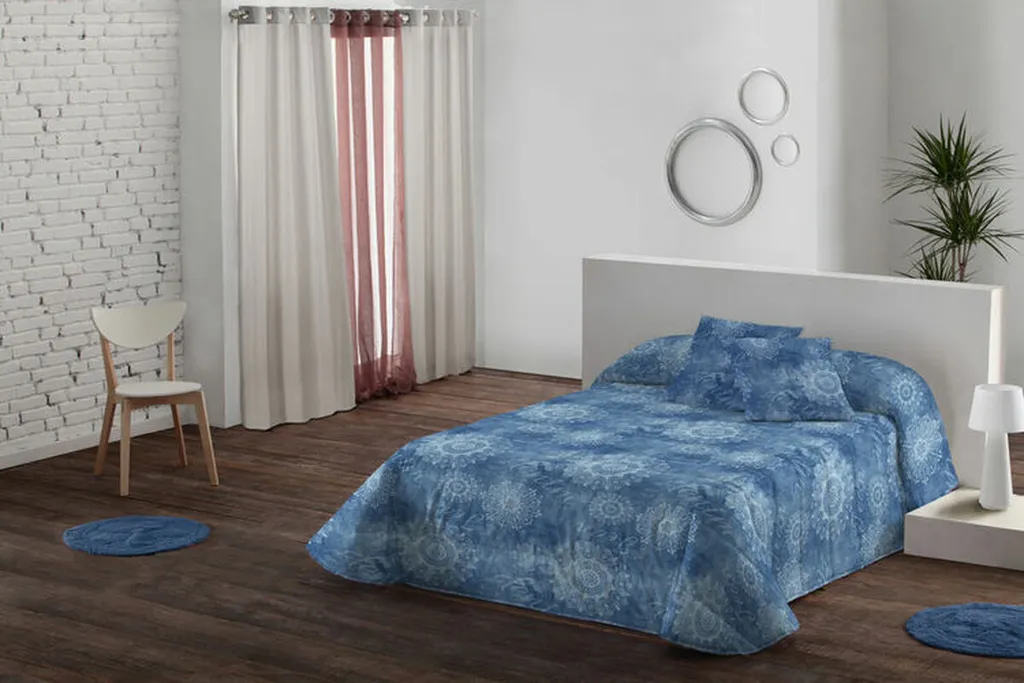 Couvre-lit Lois Patch Bleu Lit 90 - Finition Impeccable Set de 2 Pièces