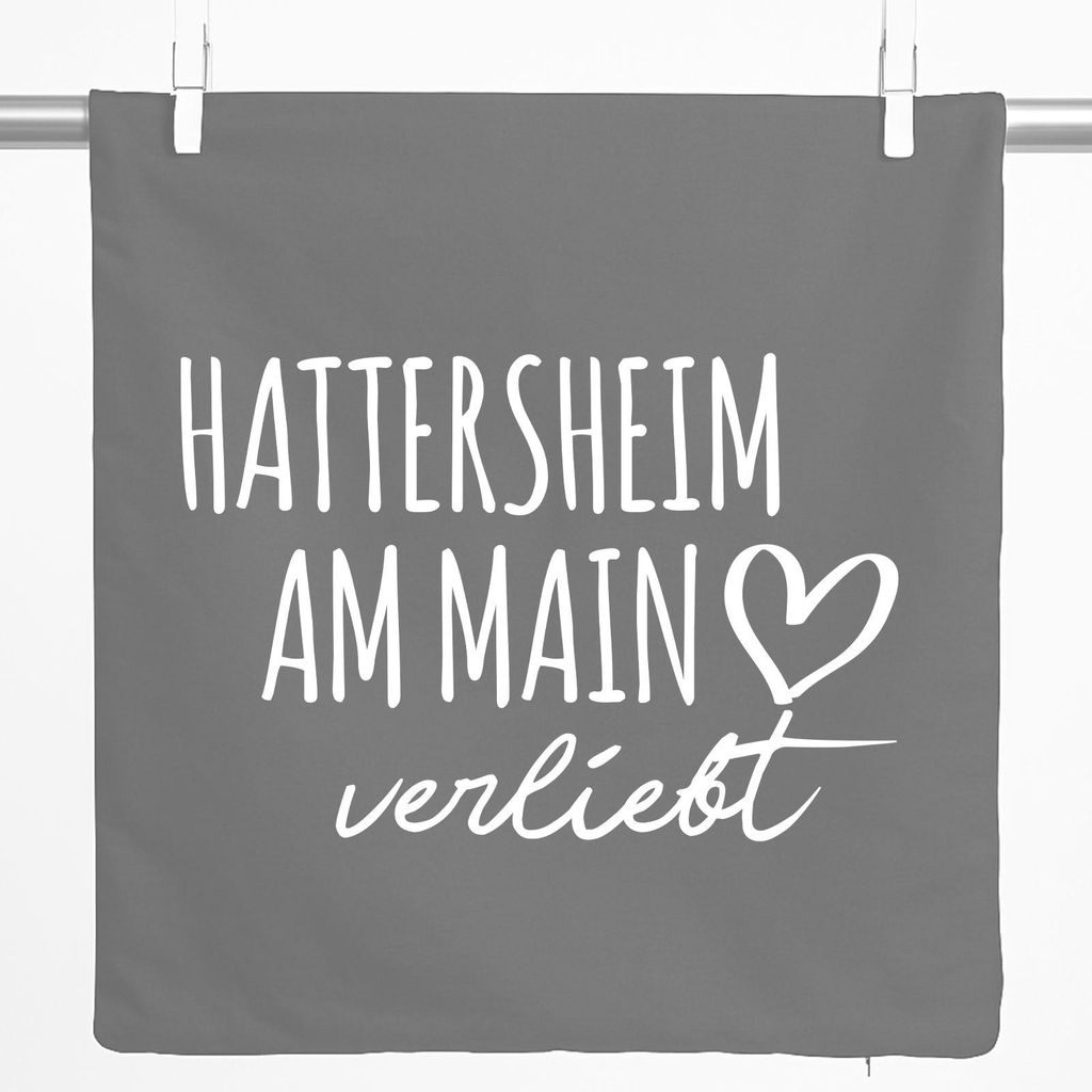Huuraa Kissenbezug Hattersheim am Main verliebt 40x40cm Steel Grey Baumwolle Dekokissenbezug Geschenkidee