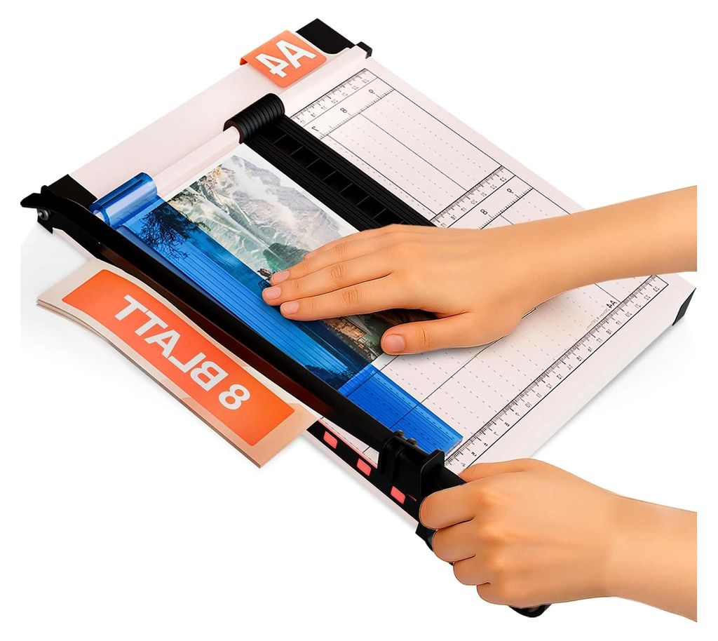 Hebelschneider A4 - Papierschneider für max. 8 Blatt, magnetische Schneideführung, rutschfeste Füße, beige