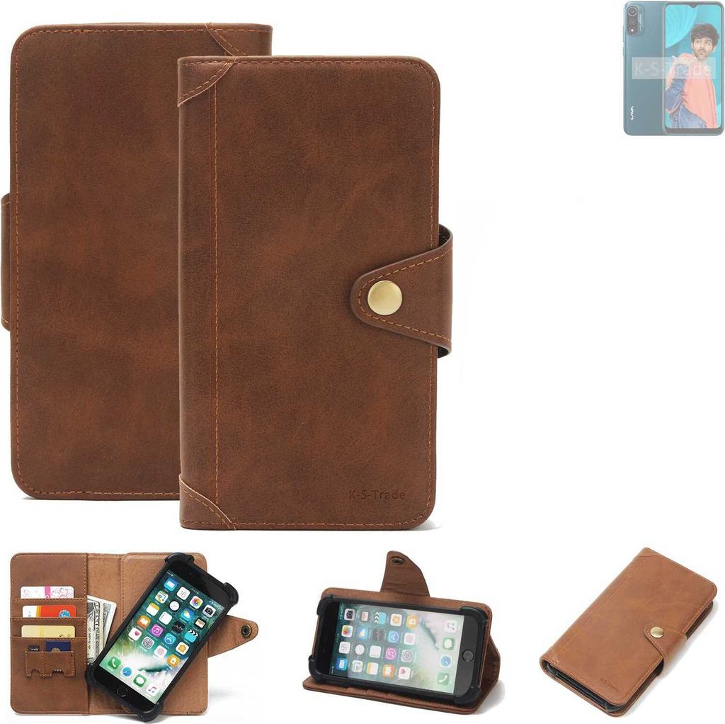 K-S-Trade Handyhülle kompatibel mit Lava X3 Schutz Hülle Walletcase Bookstyle Tasche Case Handytasche Wallet Flipcase Cover PolyurethanBraun (1x)