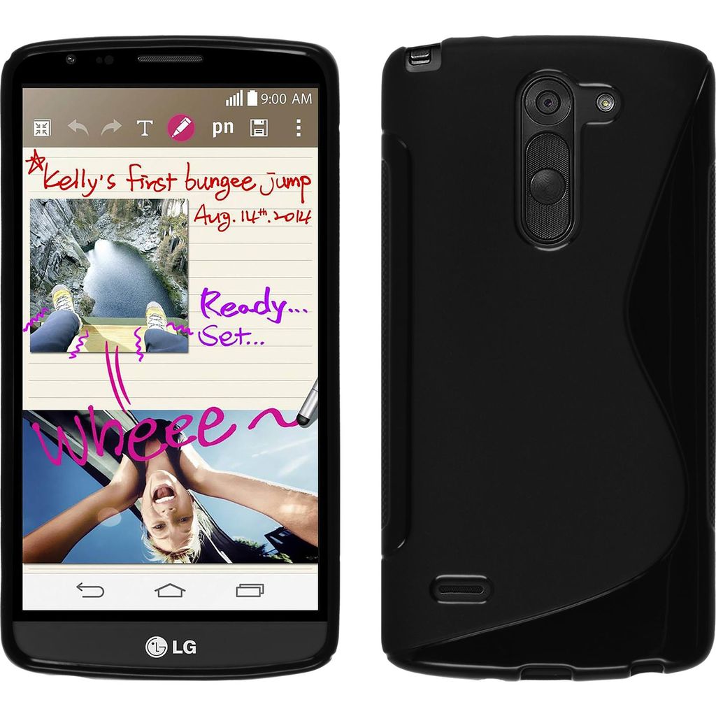PhoneNatic Case kompatibel mit LG G3 Stylus - schwarz Silikon Hülle S-Style + 2 Schutzfolien