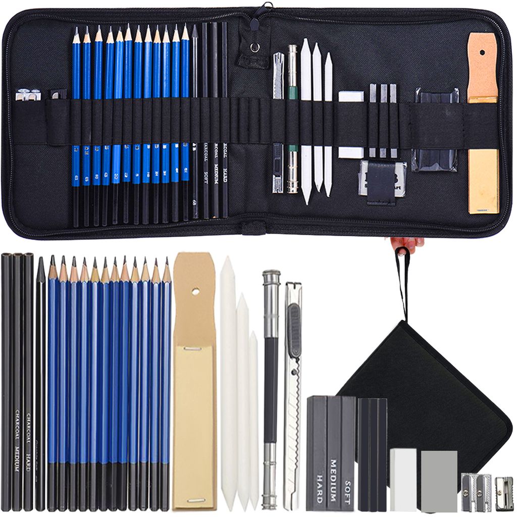 Towinle Bleistift Set 48-teilige Skizzieren Zeichnen Stifte Bleistifte zum Skizzieren und Zeichnen Professional Skizzierstifte Set mit Graphitkohlestifte