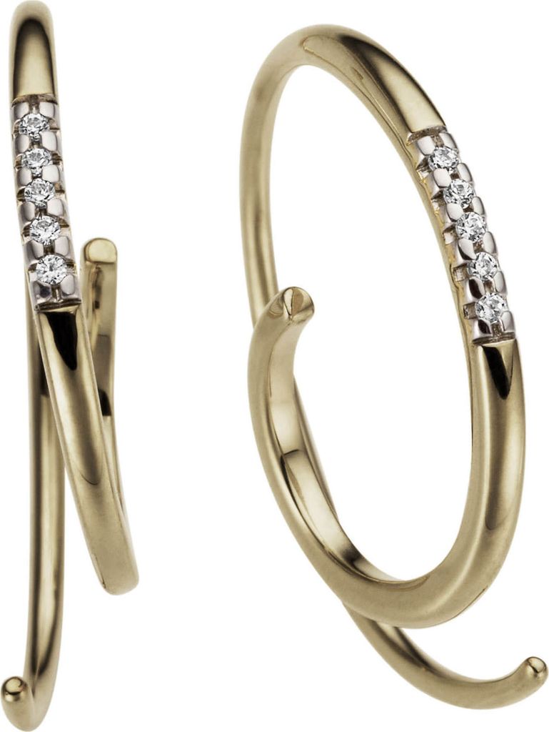Creolen aus 585 Gold Gelbgold mit 10 Brillanten 0,04ct. Ohrringe Ohrschmuck