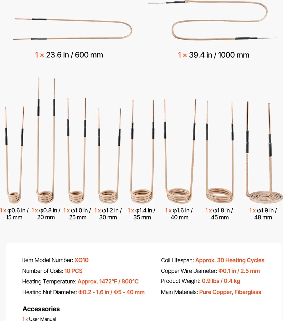 Kit de 10 bobines de chauffage par induction Vevor pour écrous