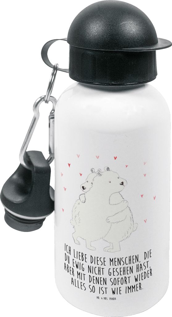 Mr. & Mrs. Panda Trinkflasche Eisbär Umarmen - Weiß - Geschenk, Lustige Sprüche, Kinder, schulflasche, Wasserflasche, Kindergarten, Sportflasche