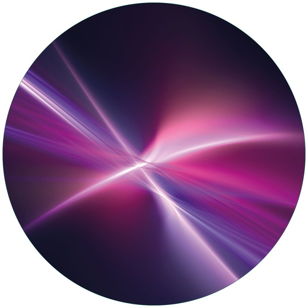 Wallario Premium Glasbild, freischwebende Optik, kräftige Farben, rund 50cm Durchmesser, Motiv Abstrakte Formen und Linien schwarz lila pink weiß