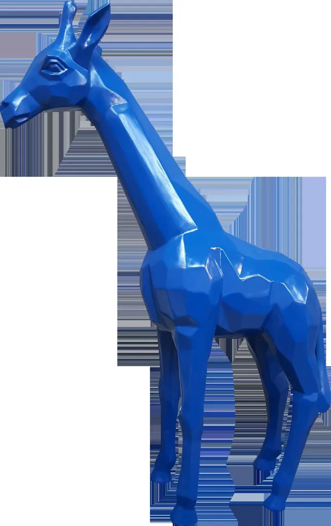 Statue Girafe Bleue 115cm Déco Jardin - Figurine Design en Résine