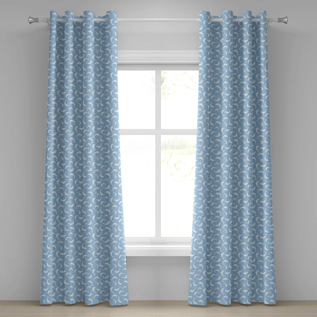 Rideaux décoratifs à motifs dauphins pour chambre et salon - 2 pans