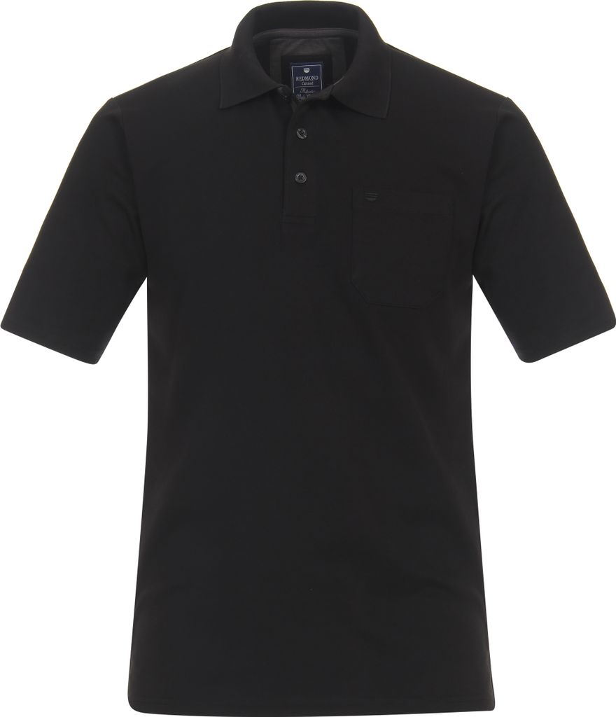 REDMOND Casual Herren Polo-Shirt Kurzarm Regular-Fit Jersey Schwarz XL