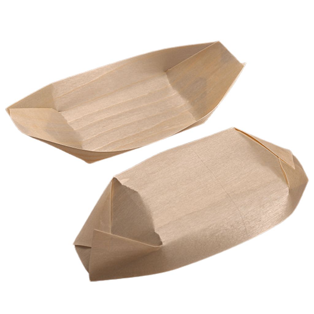 50 Stück Sushi-Tabletts in Lebensmittelqualität, praktisch, kreativ, Einweg-Papierboot-Form, Dessert-Snack-Teller, Küchenbedarf