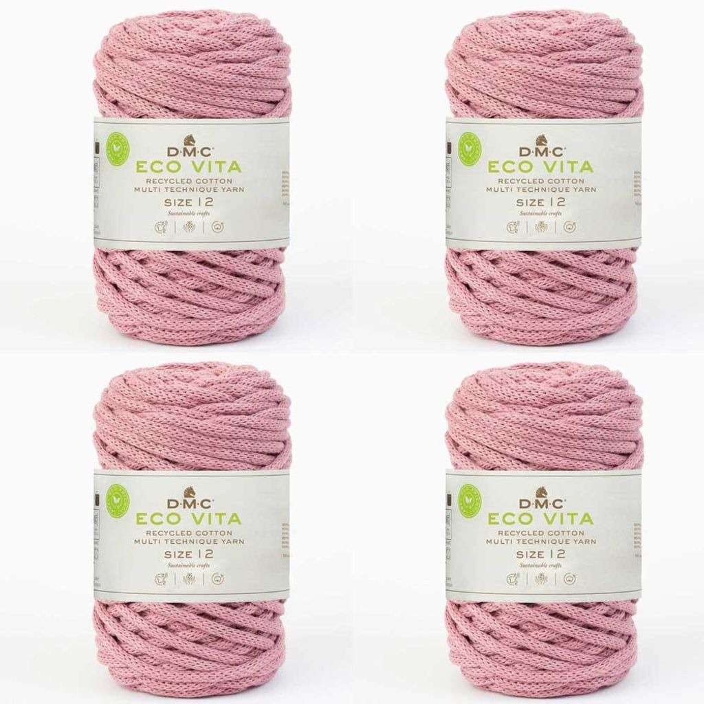 4x DMC Eco Vita-12 – recyceltes Baumwollgarn (4 mm) aus 80 % Baumwolle & 20 % Polyester (Color 042)