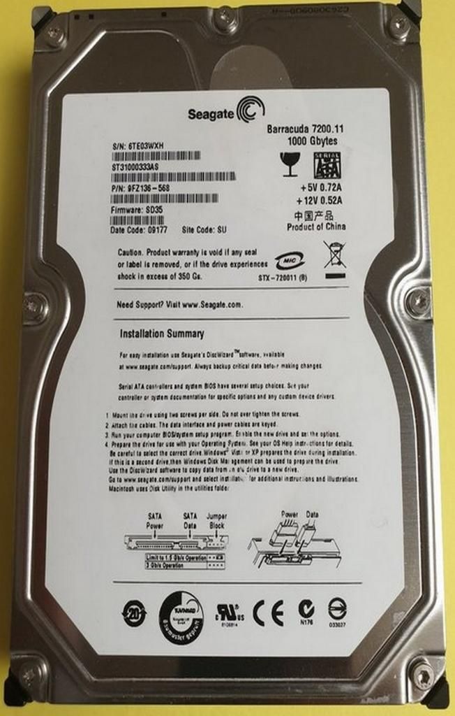 Seagate ST31000333AS 1TB, SATA 3,5"