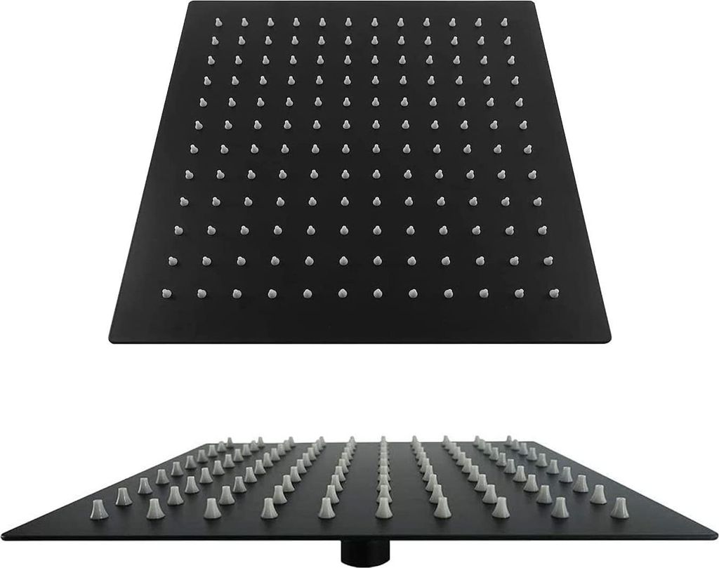 Viereckiger Regenduschkopf - 40 cm - schwarz - rostfreier Stahl
