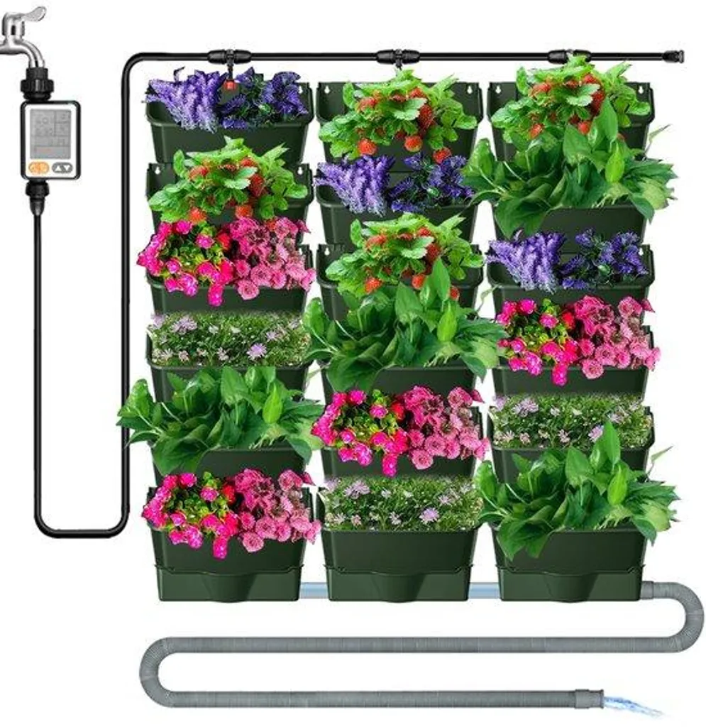 Aménager un petit balcon avec cette jardinière murale 18 poches kit